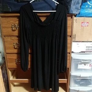 Bisou Bisou Black Smocked Dress